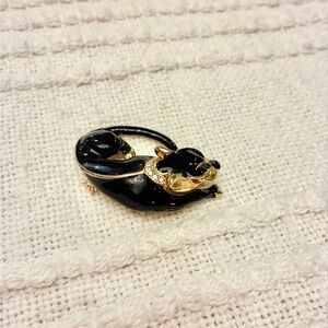 Vintage Black Panther Brooch with Gemstones